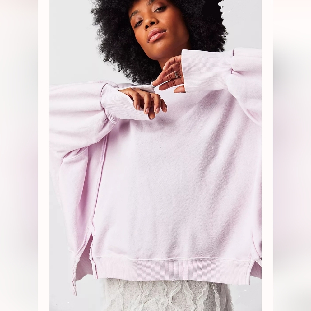NWOT FREE PEOPLE PALE PINK CAMDEN OVERSIZED PULLOVER We The Free